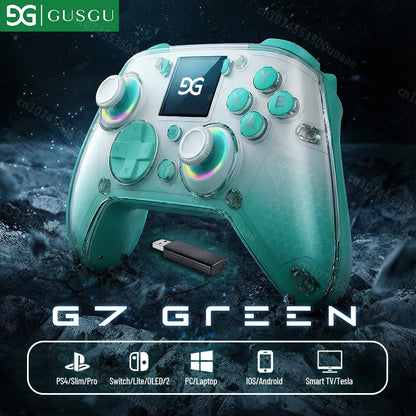 GUSGU G7 1.44-inch Smart Screen Wireless Controller 3 Modes for Switch PS4 IOS Android TV PC Tesla Gamepad, Same Product for X01