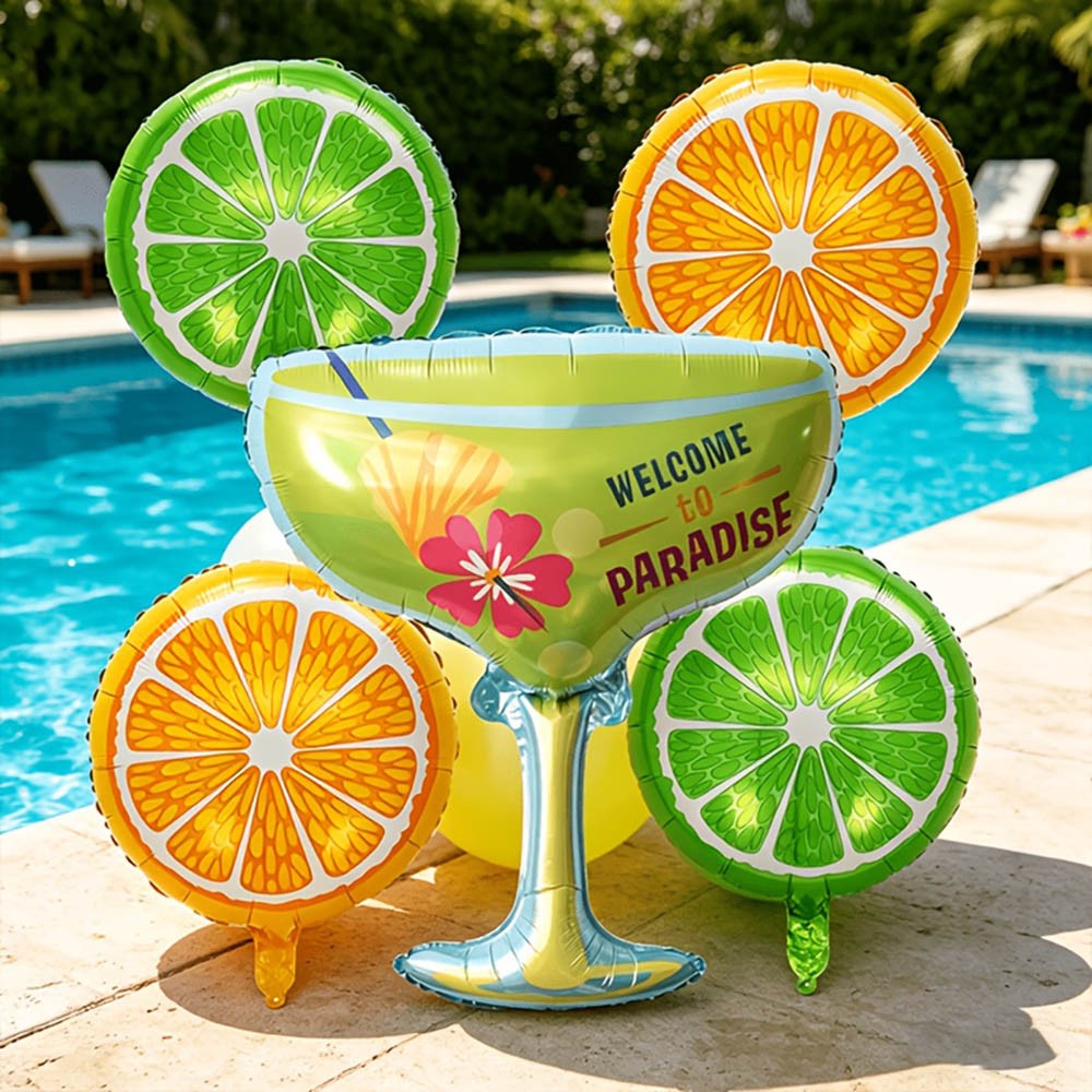 Tropical Balloon Hawaiian Balloons Fruit Watermelon Strawberry Orange Fruit Foil Balloon Birthday Party Pool Party Decorations