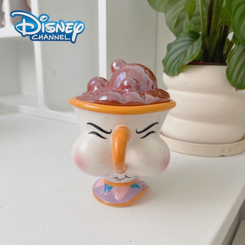 Disney Beauty and The Beast Ceramic Mug with Lid Cartoon Creative Coffee Cup for Milk Tea  Office Home Use Gift for Women Girls