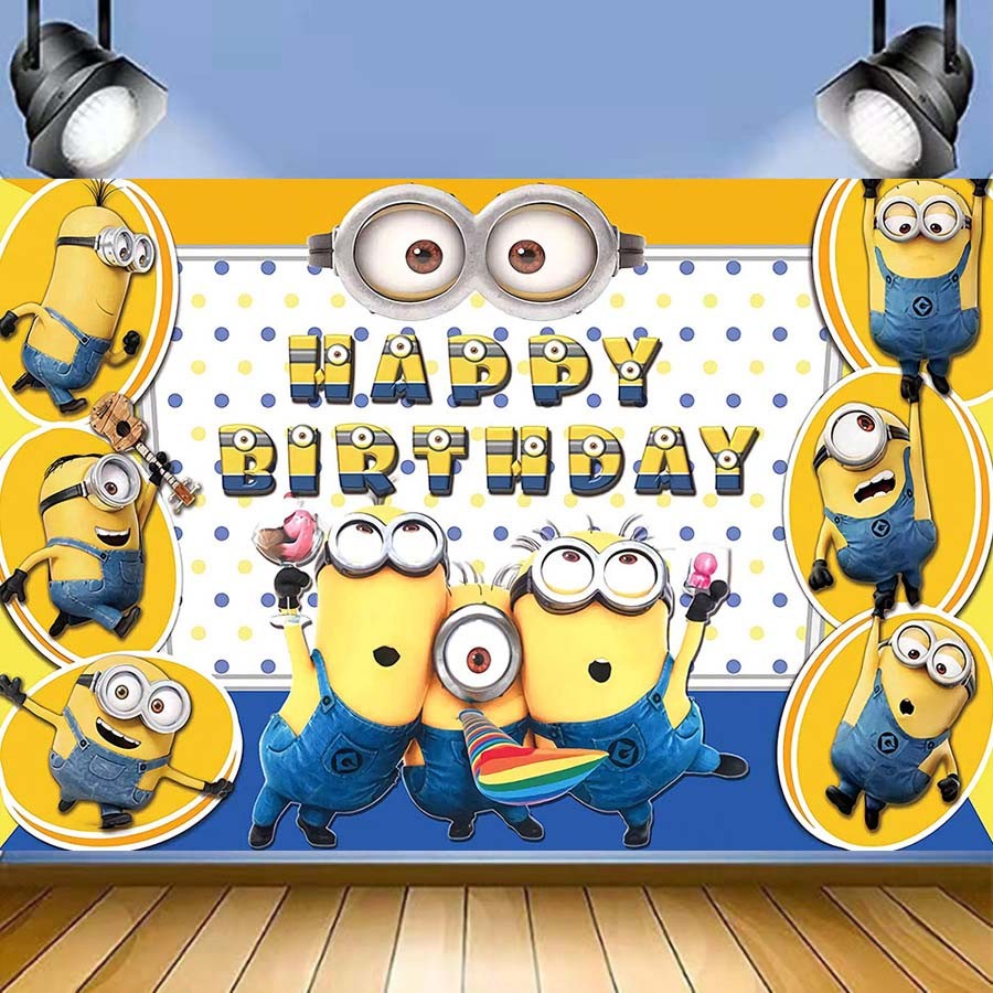 Anime Minion Themed Party Decorations Party Tableware Set Plates Cups Birthday Balloons Big Eye Yellow Man Party Favors Supplies