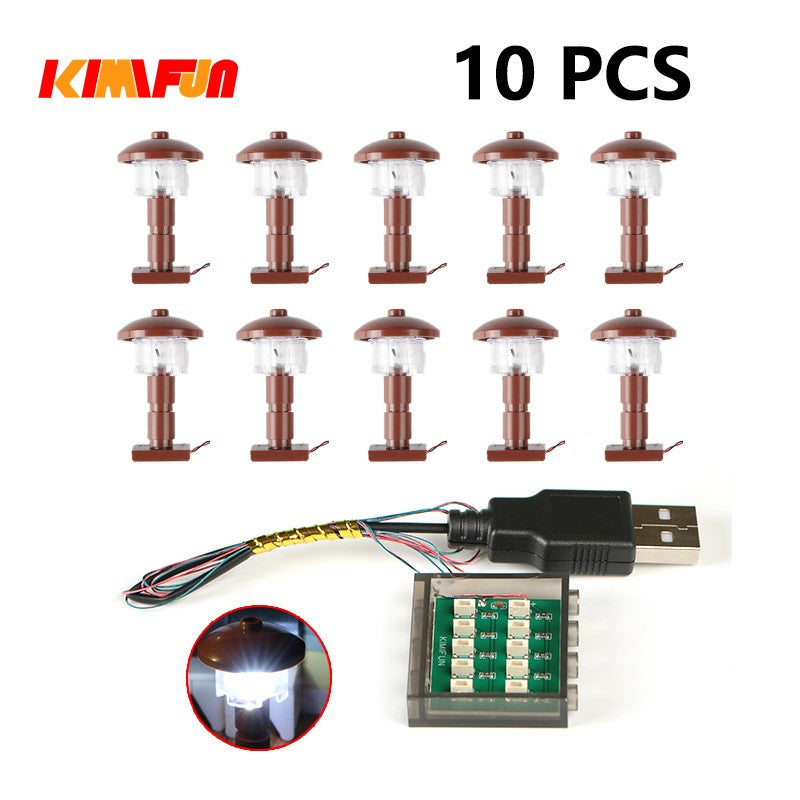 10PCS 0.8mm Pino RGB LED Blocos de Montar USB Lâmpada DIY Luz de Rua Cidade Decoração Elétrica 1X1 Tijolo Compatível com Todas as Marcas