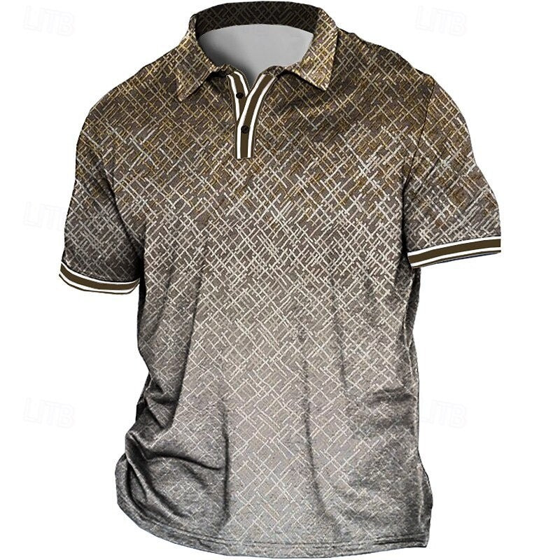 Fashionable men's button up collar shirt casual summer polo shirt short sleeved collar men's street men's golf top