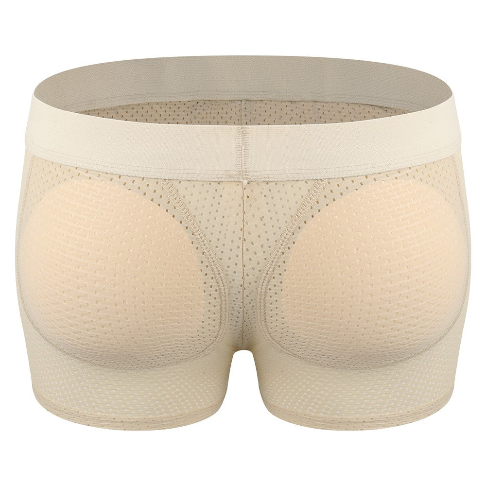 Men Hip Lift Body Shaper Sponge Fake Butt Padded Boxer Briefs Hollow out Breathable Slimming Underwear Body Shaping Enhancement