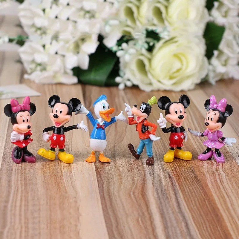6 pçs/conjunto Disney Mickey Mouse Bonecos de Ação Minnie Pato Donald PVC Decoração de Bolo Coleção Brinquedos Infantis Presentes