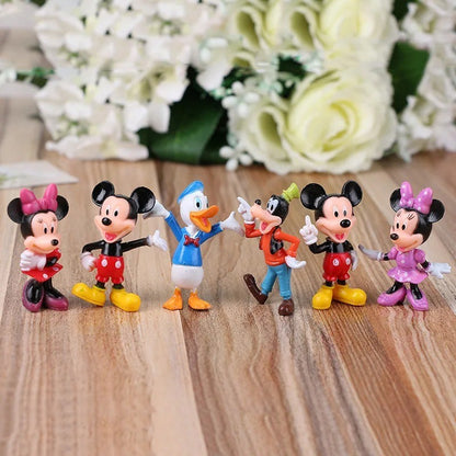 6 pçs/conjunto Disney Mickey Mouse Bonecos de Ação Minnie Pato Donald PVC Decoração de Bolo Coleção Brinquedos Infantis Presentes