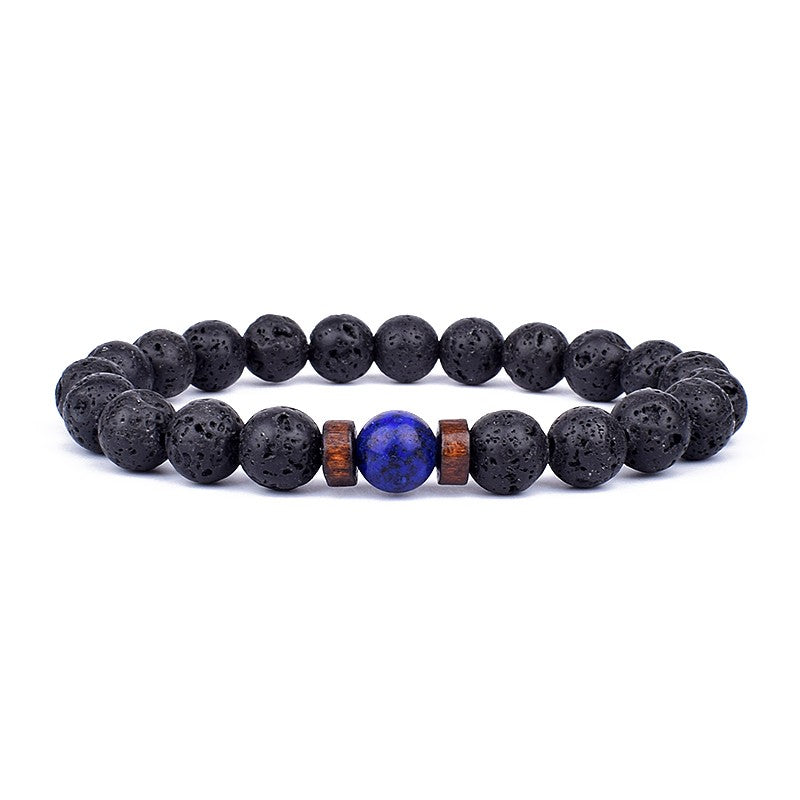 Pulseira de Pedra Vulcânica para Homens Lava Madeira 8mm Contas Pulseira Buda Tibetano Corrente de Pulso Feminina Masculina Jóias Presente Novas Pulseiras