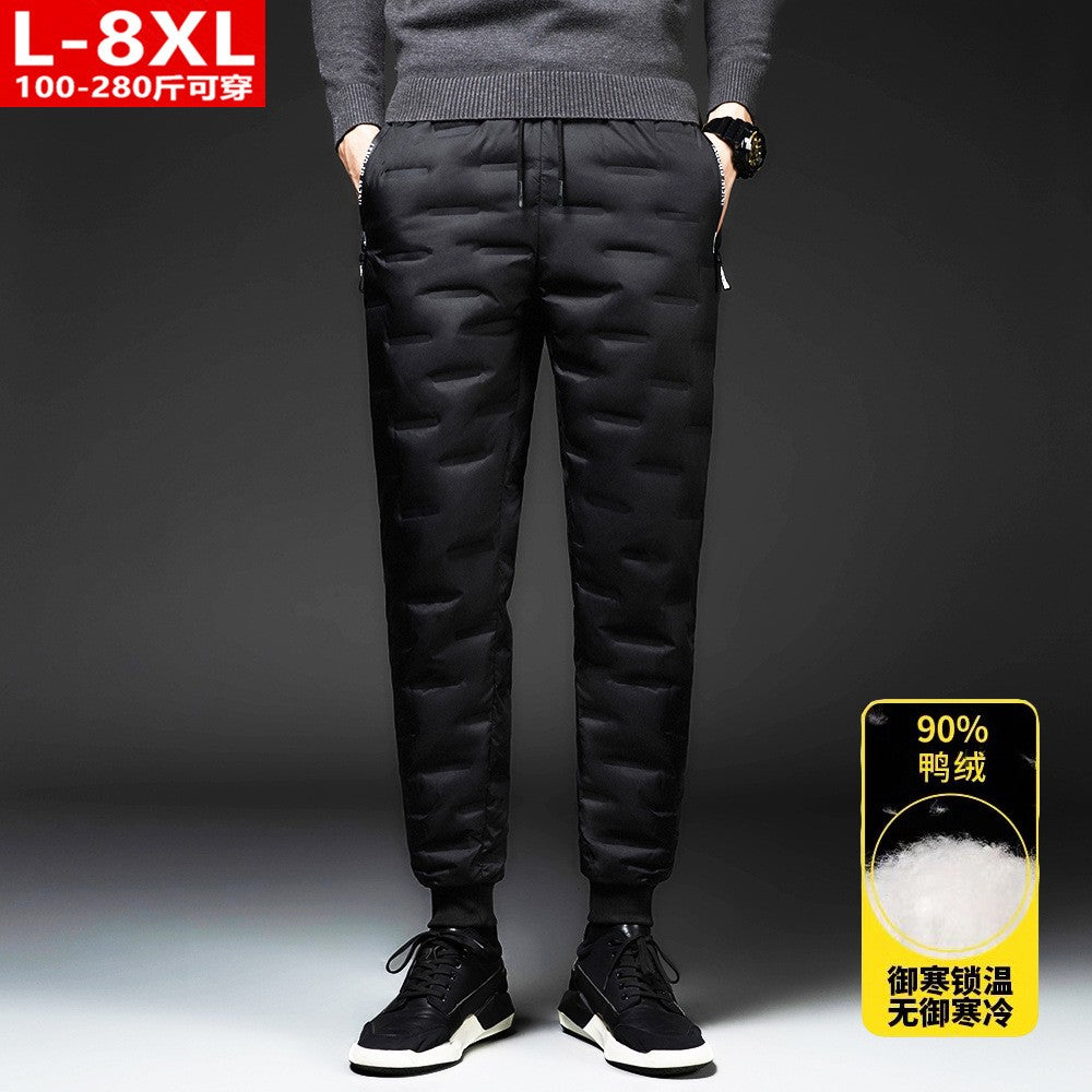 Calças Masculinas Plus Size L-8GG Patos Pena de Ganso Inverno À Prova de Vento Térmicas Calças Grossas de Inverno para Homens pantalones hombre PT-586