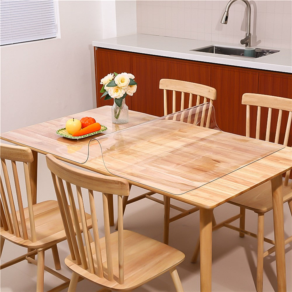 PVC transparent tablecloth with a thickness, heat-resistant, waterproof, and oil resistant dining table mat, 1pc