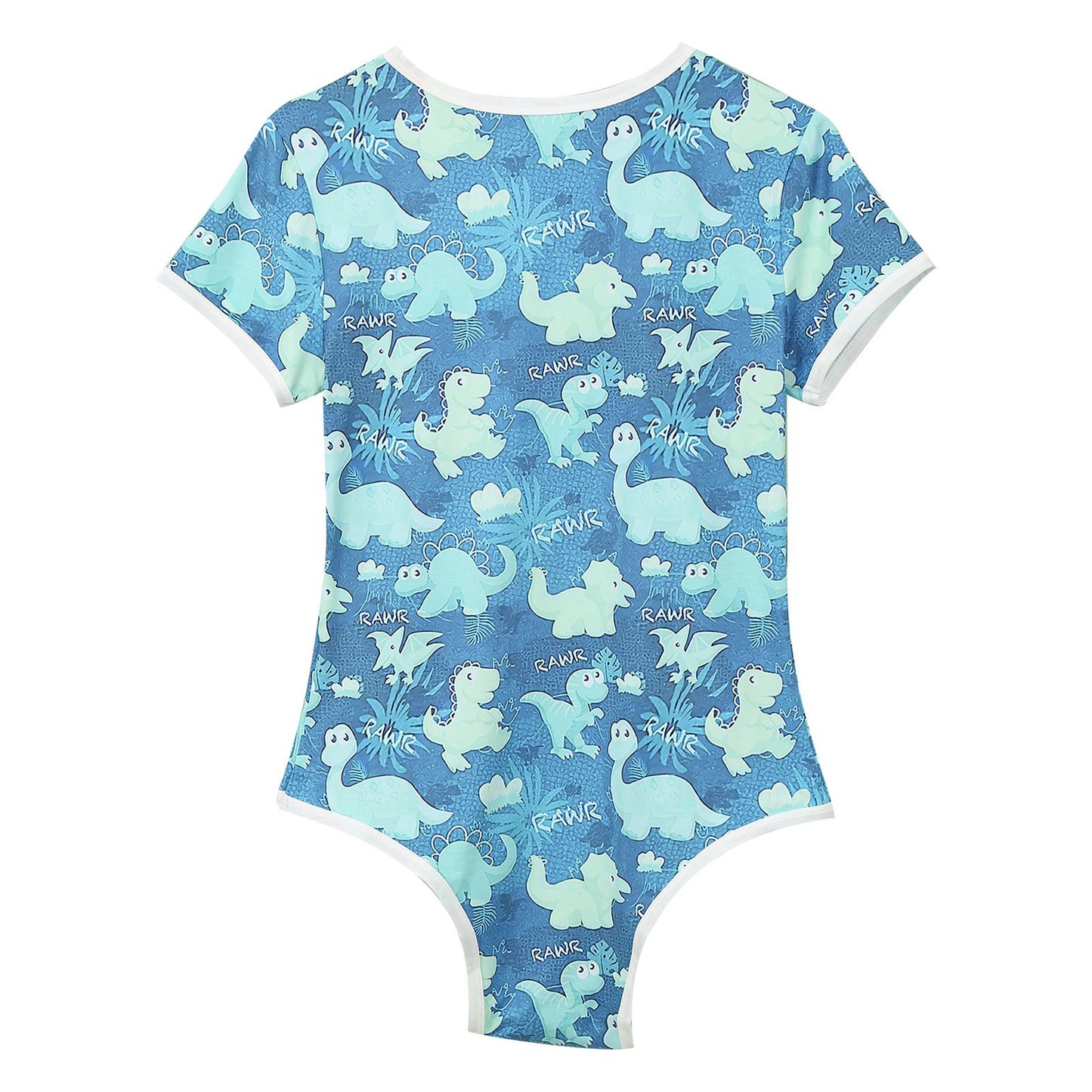 Mens Cute Cartoon Print Bodysuit Sissy Pajamas Short Sleeve Buttoned Crotch Diaper Rompers Gay Male Onesies Sleepwear Loungewear