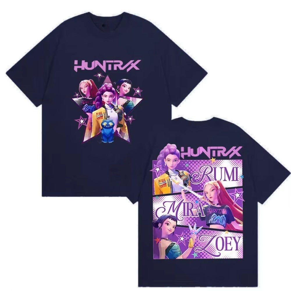 K-pop Demon Hunters Rumi Mira Zpey 2025 Film Graphic T-Shirt Men Women Harajuku High Quality Oversize Cotton T Shirts Streetwear