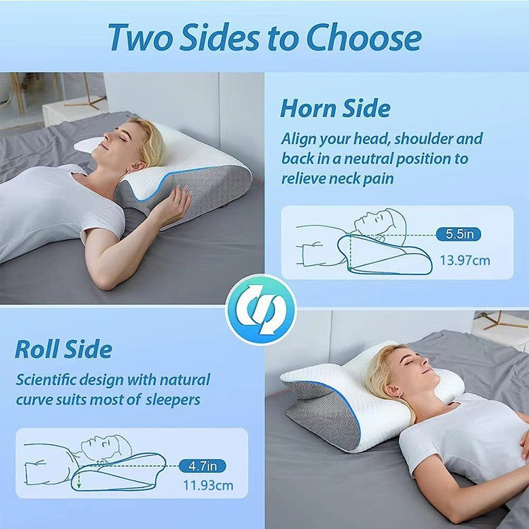 1pc Memory Foam Pillow 2 in 1 Ergonomic Contour Orthopedic Pillows for Sleeping?Cervical Orthopedic Pillow for Neck Pain