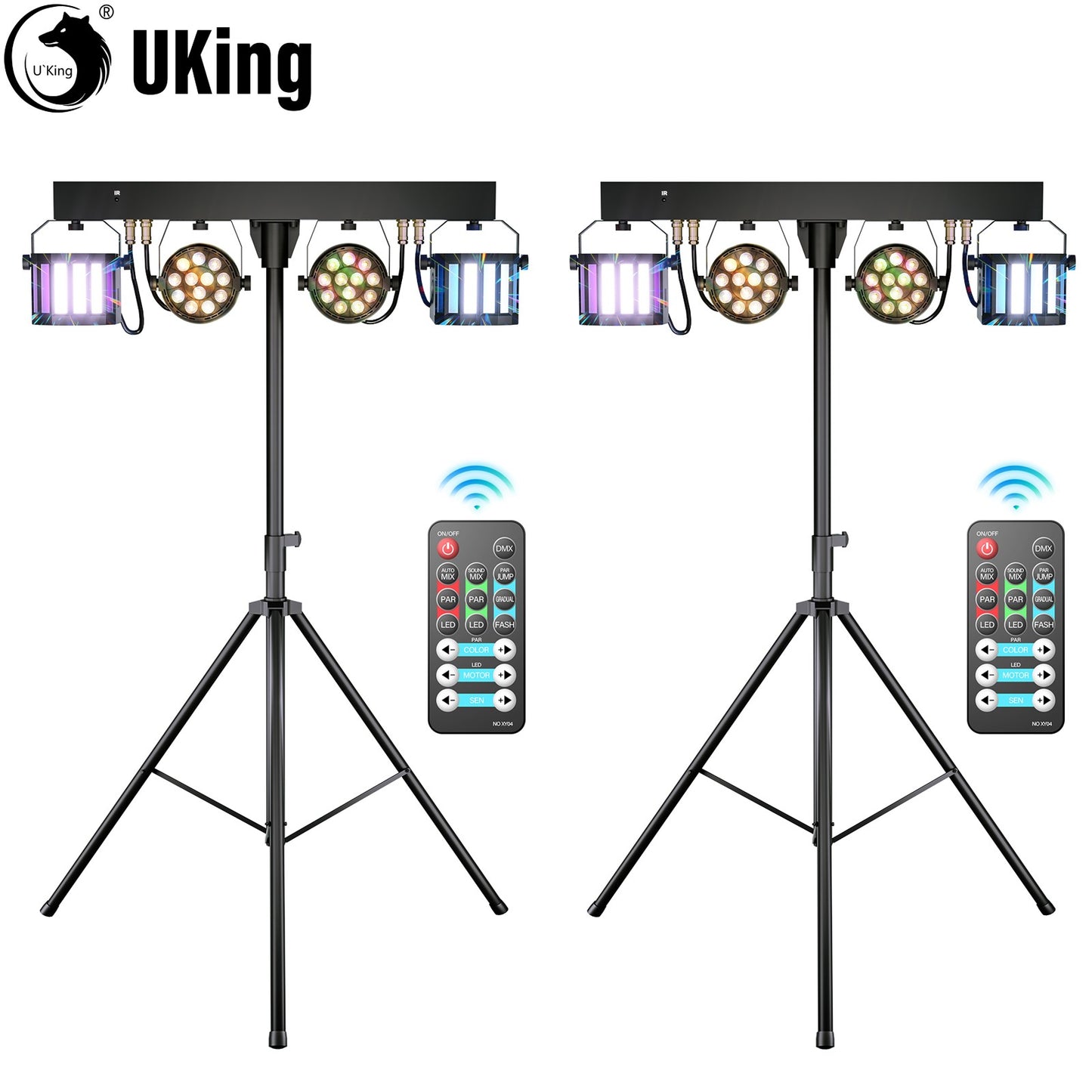 U`King 2Pcs/Set 60W RGBW LED Par Lights Combination Bracket Light DMX512 Stage Light For DJ Disco Concert Wedding Birthday Party