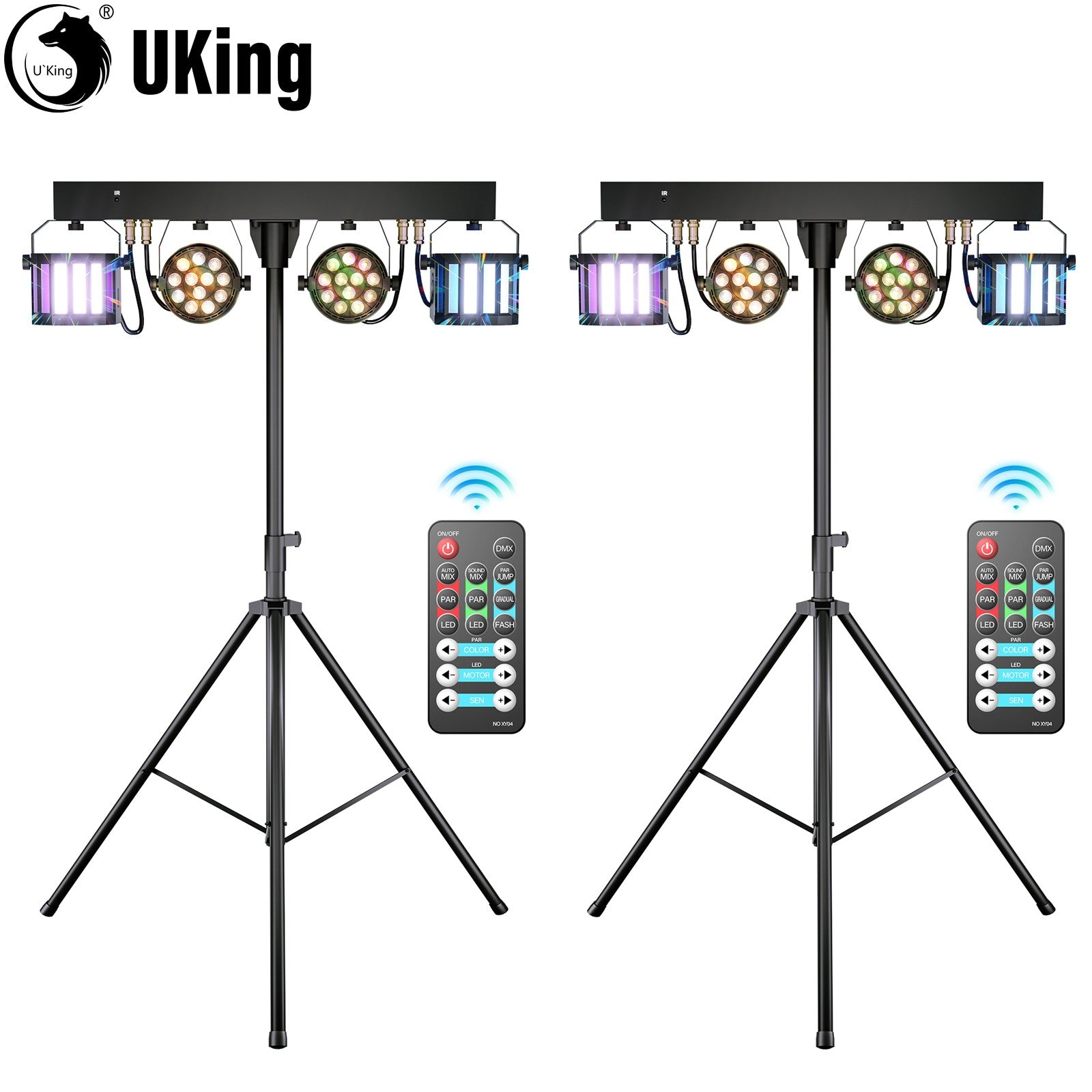 U`King 2Pcs/Set 60W RGBW LED Par Lights Combination Bracket Light DMX512 Stage Light For DJ Disco Concert Wedding Birthday Party