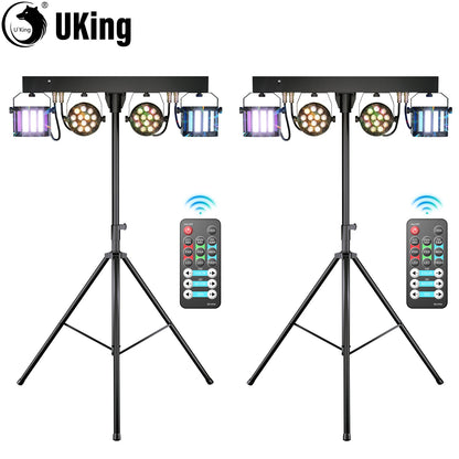 U`King 2Pcs/Set 60W RGBW LED Par Lights Combination Bracket Light DMX512 Stage Light For DJ Disco Concert Wedding Birthday Party