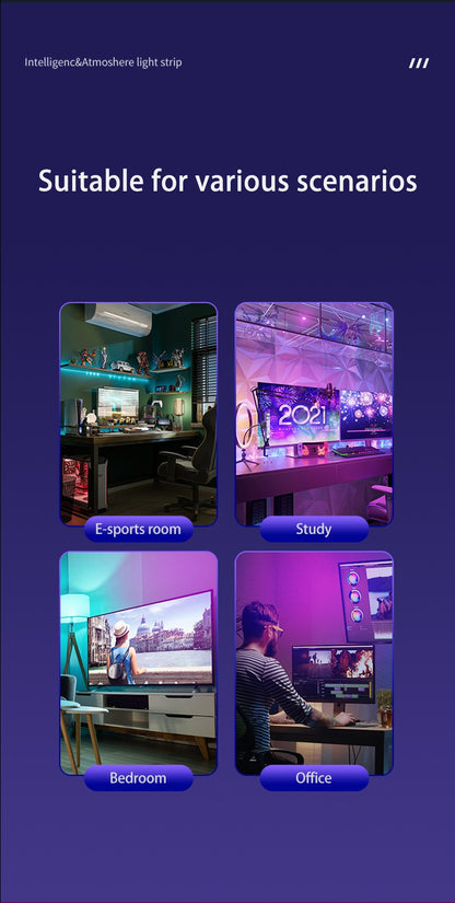 Smart LED Gaming Strip Light Computer Monitor Backlight Sync Strip Light RGB Light Bar Screen USB Gaming Bedroom Decor Lamp