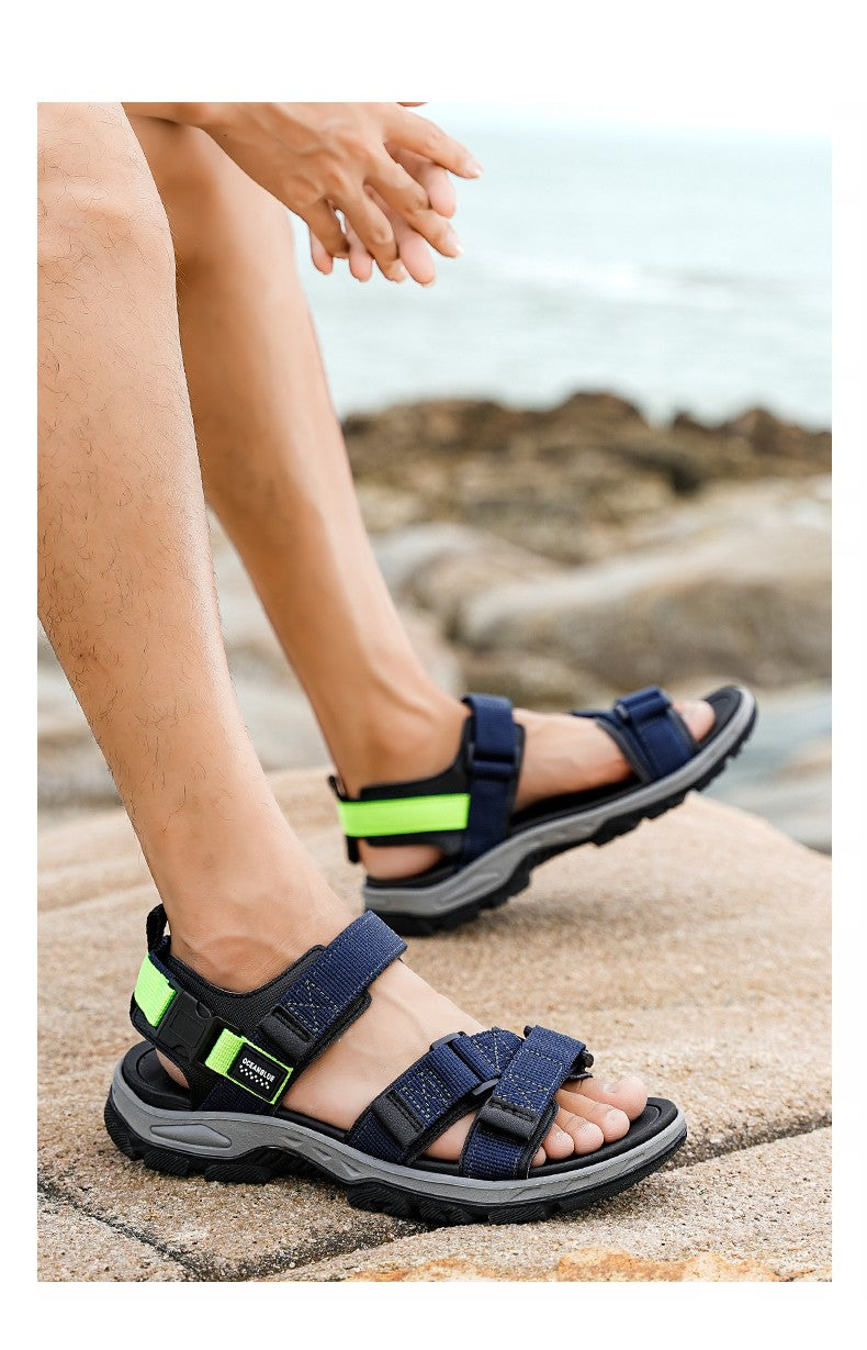 Summer Men's Sandals Trendy Casual Outdoor Sport Shoes for Holidays Beach Breathable Wear-Resistant Hiking & Walking Sandals