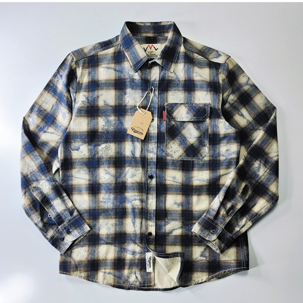 Autumn New Japanese Retro Long-Sleeve Lapel Plaid Cargo Shirt Men's Simple 100% Cotton Washed Pocket Casual Blouses Thin Coat