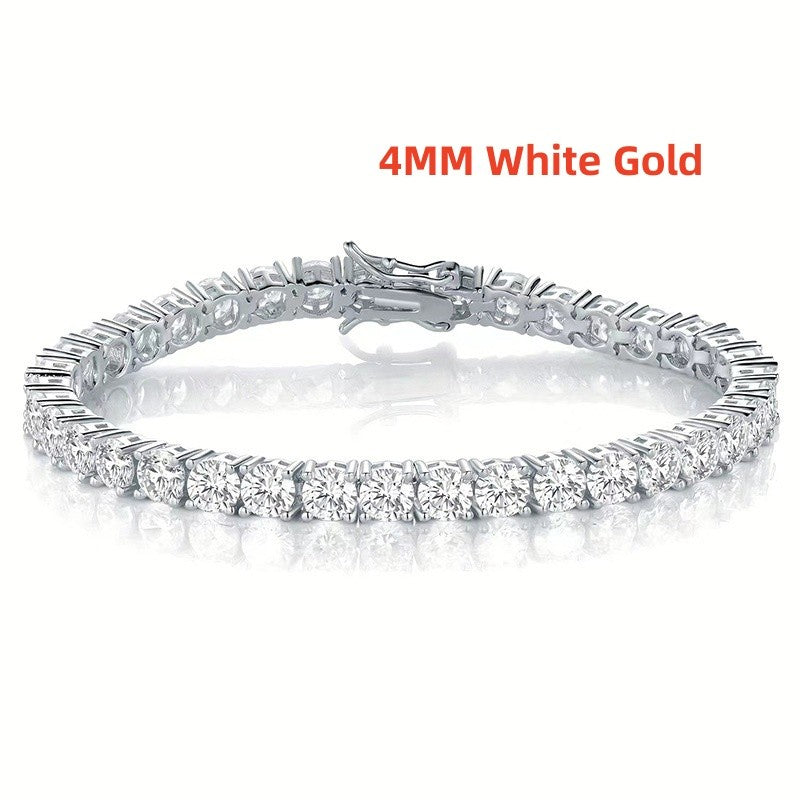 Preço de Fábrica Prata Esterlina Real S925 Banhada a Ouro 18K Zircônia 5A Grau Pulseira Tennis Preta para Homens e Mulheres Joia da Moda