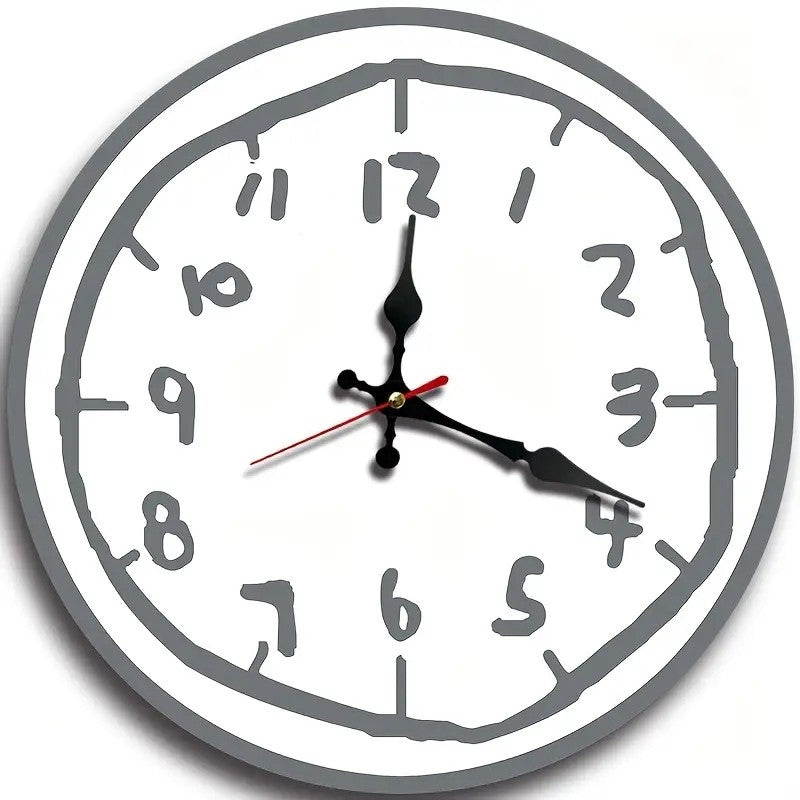 Creative Hand Drawing Wooden Silent Hanging Wall Clock, For Living Room, Office, Study Room, Bedroom, Home Decoration