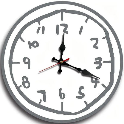 Creative Hand Drawing Wooden Silent Hanging Wall Clock, For Living Room, Office, Study Room, Bedroom, Home Decoration