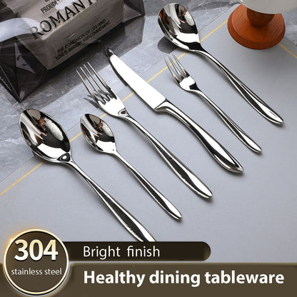 6 Peças de talheres de aço inoxidável 304, conjunto criativo de faca, garfo e colher para bife, para restaurante e hotel, conjunto de talheres de alta qualidade.