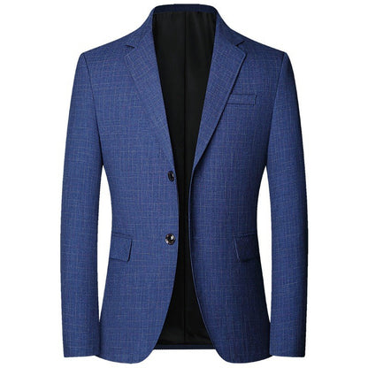 2025 Spring  Autumn New Blue Checkered Non-iron Suit Jackets for Men,black Light Business Casual Men Blazer Slim Fit, Asian Size