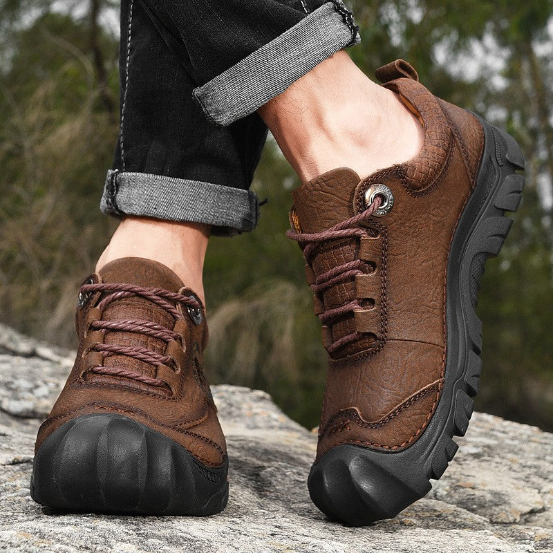 Sapatos Masculinos de Couro Genuíno para Camping, Caminhada, Tênis Esportivo Masculino, Sapatos Casuais de Viagem, Lazer, Caminhada, Escalada