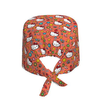 Custom Hello Kitty Medical Staff Scrubs Hat Women Men Cartoon Chara For Chef Hat Scrub Caps