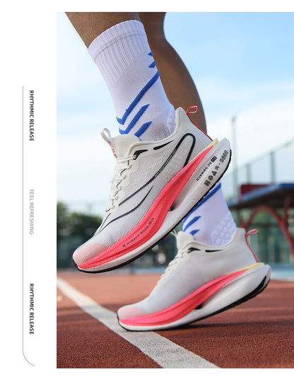 Fluorescence Running Shoes CarbonBoard Marathon Men Sports Breathable Women's Comfortable Athletic Casual Sneakers WearResistant