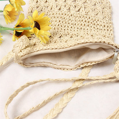 New Half Round Straw Bags for Women Summer Beach Rattan Bag Handmade Woven Half Moon Crossbody Handbags Bohemia
