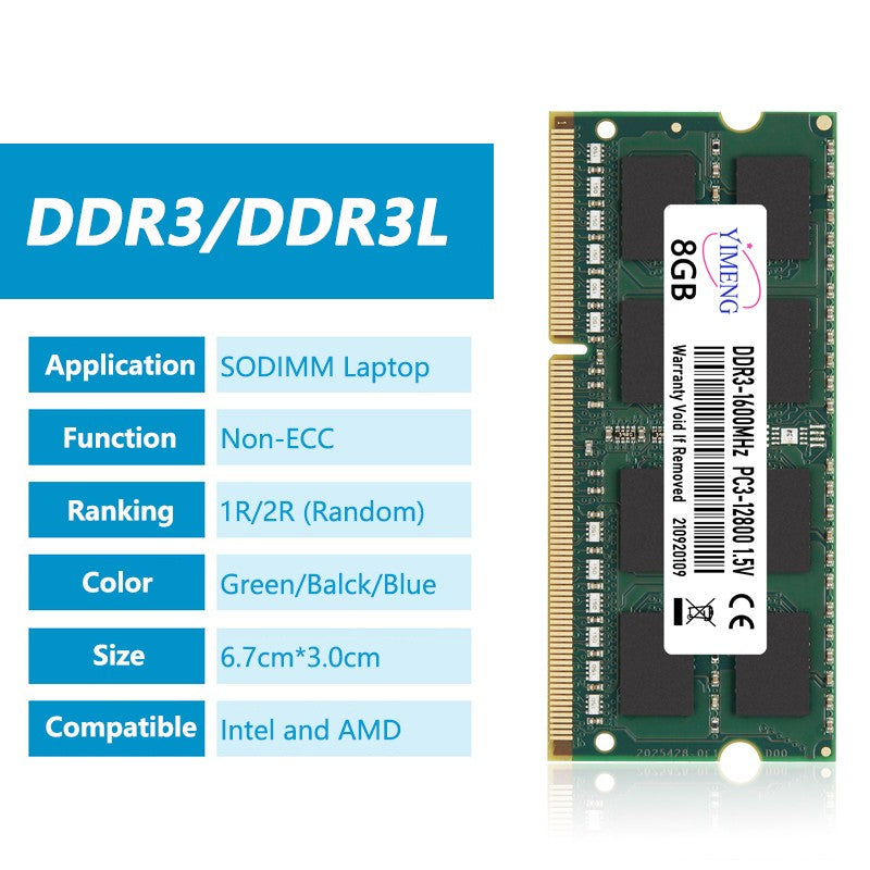 DDR3 DDR3L 4GB 8GB Memória RAM para Notebook PC3 1.5V PC3L 1.35V 1333 1600 1866Mhz Sodimm Memórias RAM 8500 10600 12800 204Pinos Notebook
