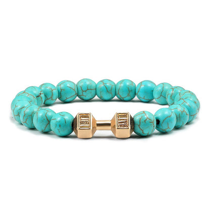 Pulseira Feminina/Masculina Ajustável Desgastada Preta, com Contas, Haltere, Joias de Yoga, Braceletes Originais