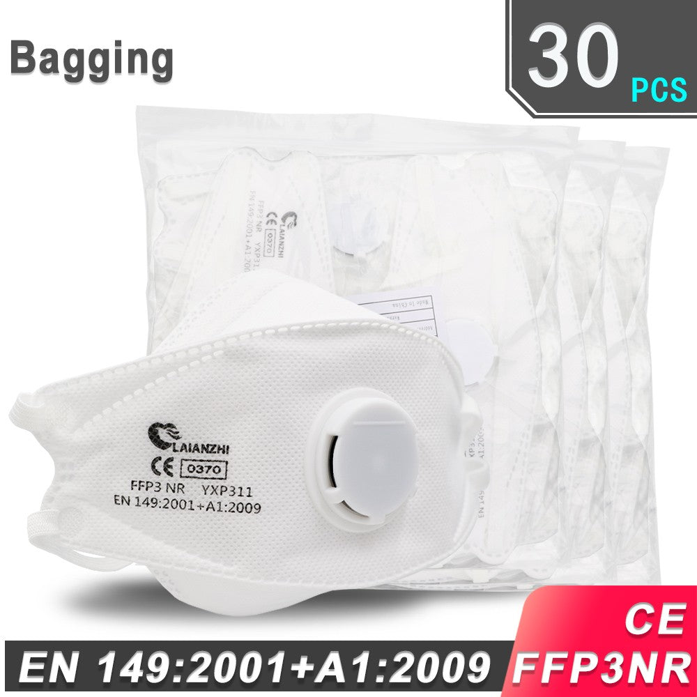 LAIANZHI FFP3 CE Face mask Air valve protective masks pm2.5 masks harmful hygiene mask filter Headwear mouth mask ffp3mask