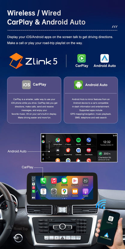 Rádio automotivo com tela touch screen Linux para Mercedes Benz ML W166 ML350 GL X166 2012-2015 GPS com Carplay Android Auto Airplay Mirroring