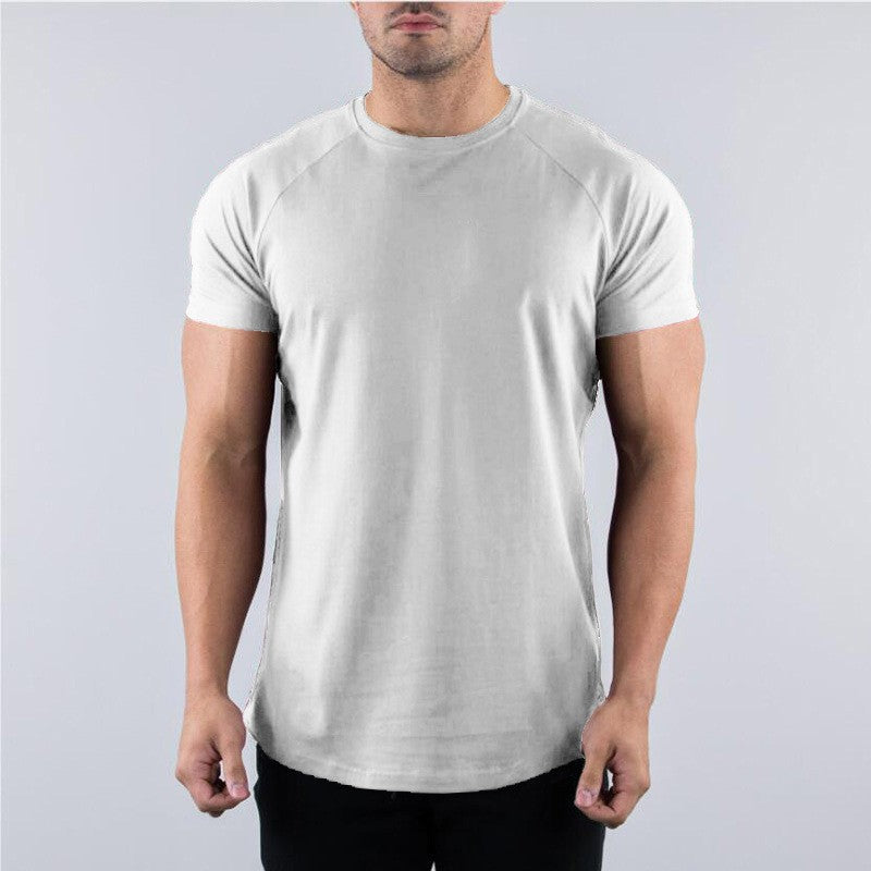 Cotton Gym T-shirt Men Summer Fitness Clothing O-Neck Short Sleeve T shirt Slim Fit Tshirt Bodybuilding Workout Tees Tops