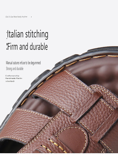 Loveontop Sandals Men's New Beach Shoes Cowhide Slippers Outdoor  Non-slip Thick-soled Leather Sandals for Me