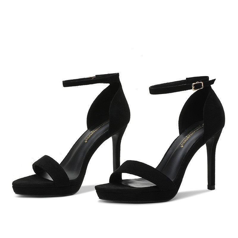 2025 New Product Women's Sandals Fashion Versatile Suede Comfy High Heels Sandals Shoes Ladies Waterproof Platform Street Pumps