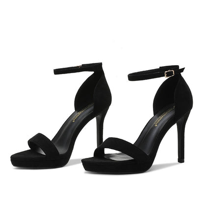 2025 New Product Women's Sandals Fashion Versatile Suede Comfy High Heels Sandals Shoes Ladies Waterproof Platform Street Pumps