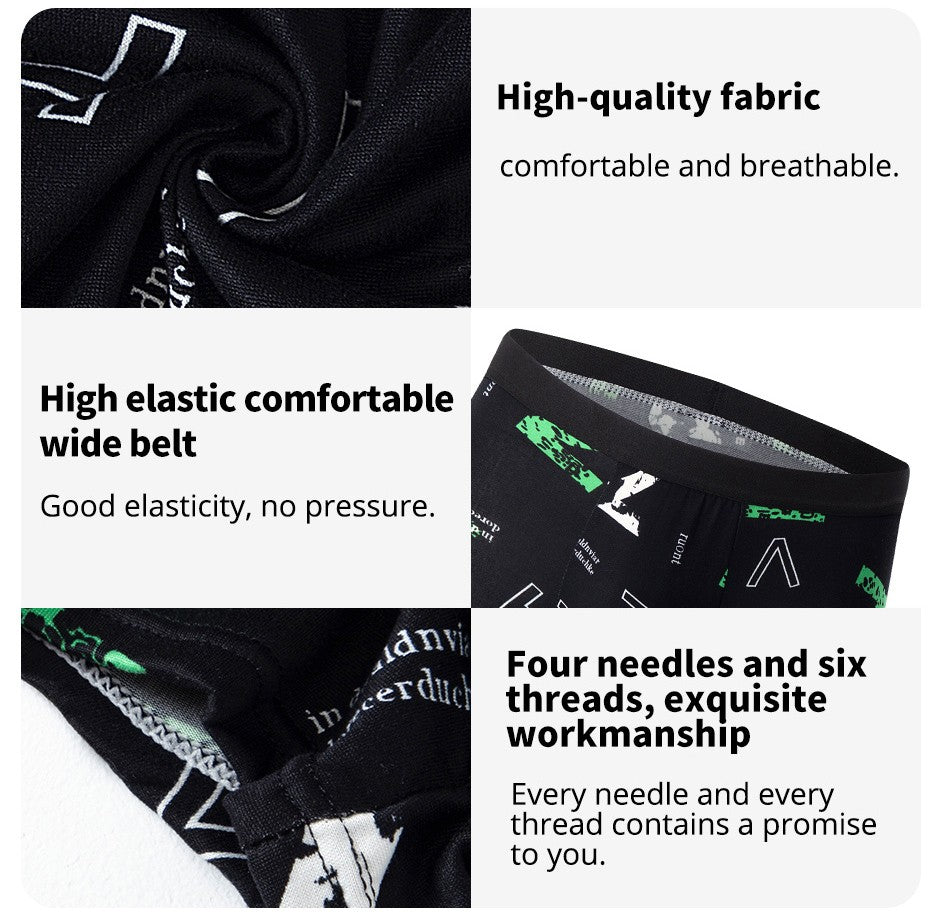 4/5/6/10 Piece Pack Men's Fashion Printed Pants with Various Combinations Plus Size Sports Comfortable Adolescent Boxer Pants