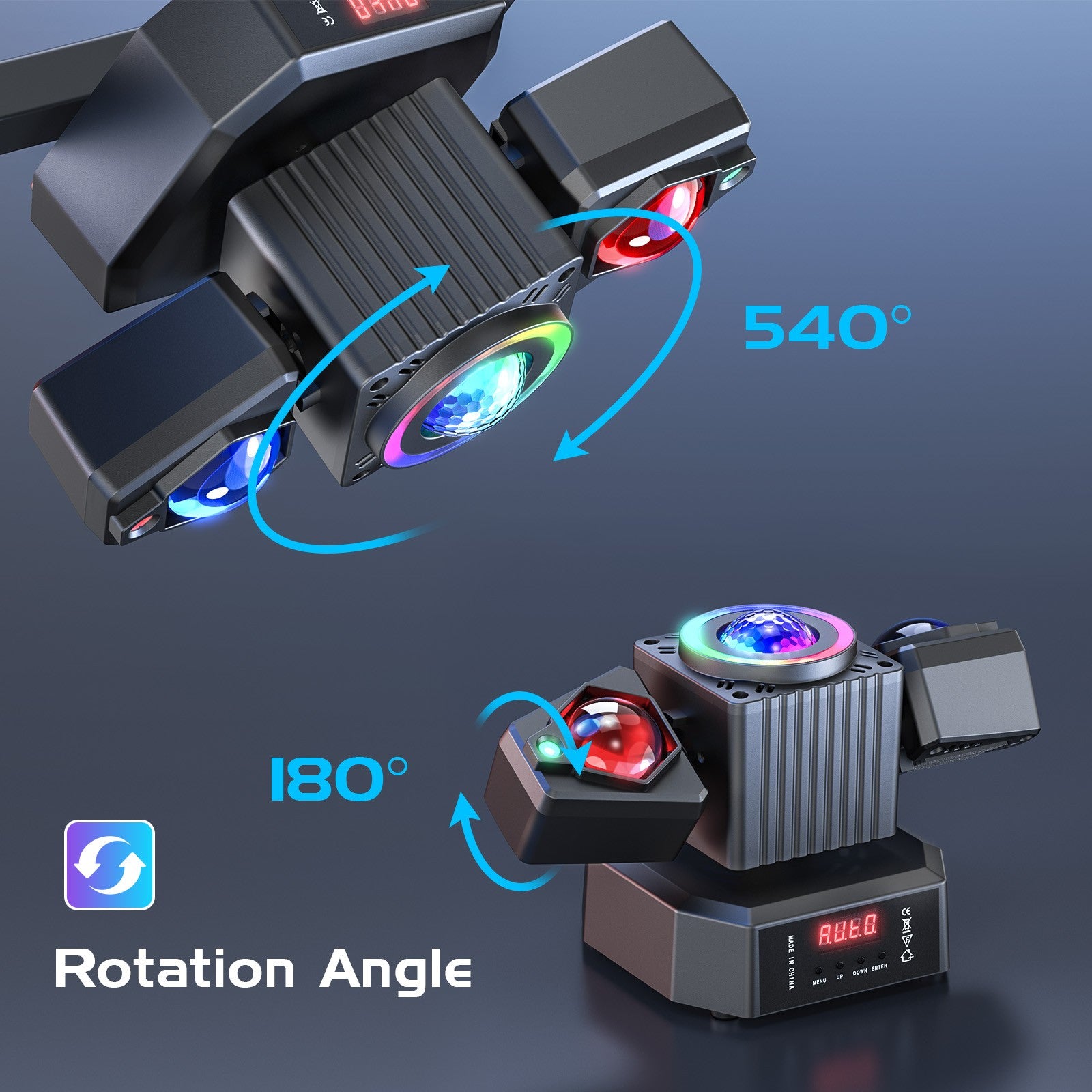 Datewink 65W Two-armed Moving Head Lights RGBW LED Stage Lighting Effect Projector DMX Remote Control For DJ Disco Wedding Party
