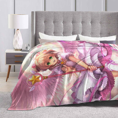 Anime Cardcaptor Sakura Cobertor de flanela, verão, portátil, super macio, mantas para casa, sofá, colcha fina de pelúcia