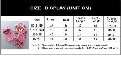 Autumn Winter Baby Boys Clothes Sets Thick Fleece Cartoon Bear Jacket Vest Pants 3Pcs Cotton Sport Suit For Girls Warm Outfits