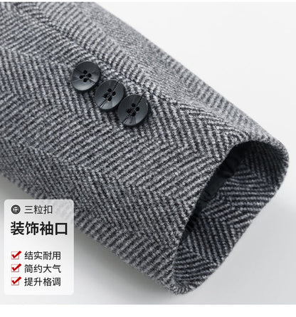 Classic Mens Office Dress Jackets Quality Casual Business Lapel Windbreak Coats Top Autumn Winter Blended Wool Jacket Streetwear