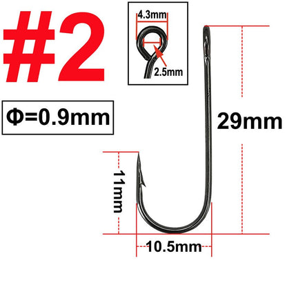 25 pçs Anzol Grande Olhal Haste Longa Barbela Curva Redonda Anel de Olho Grande Isca de Pesca Colher Spinner