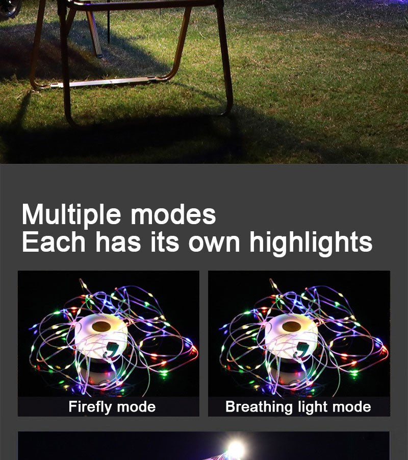 LED Light String Portable Camping Lights 1800mAh Rechargeable 8m Outdoor Atmosphere Tent Wedding Christmas Decor Strip Star Lamp