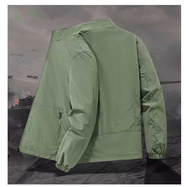 Spring and fall new men's thin jacket, outdoor sports loose Korean casual sports jacket coat.