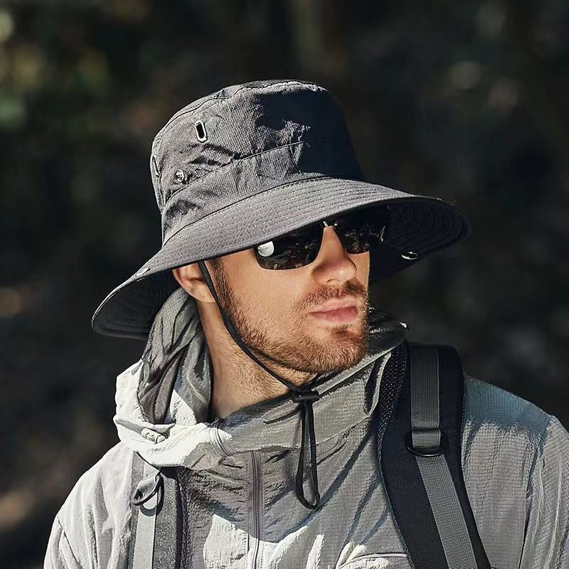 Summer Wide Large Brim Men Fisherman Hat Waterproof UV Protection Sun cap Hiking Fishing Climbing Oversized Safari Bucket Hats