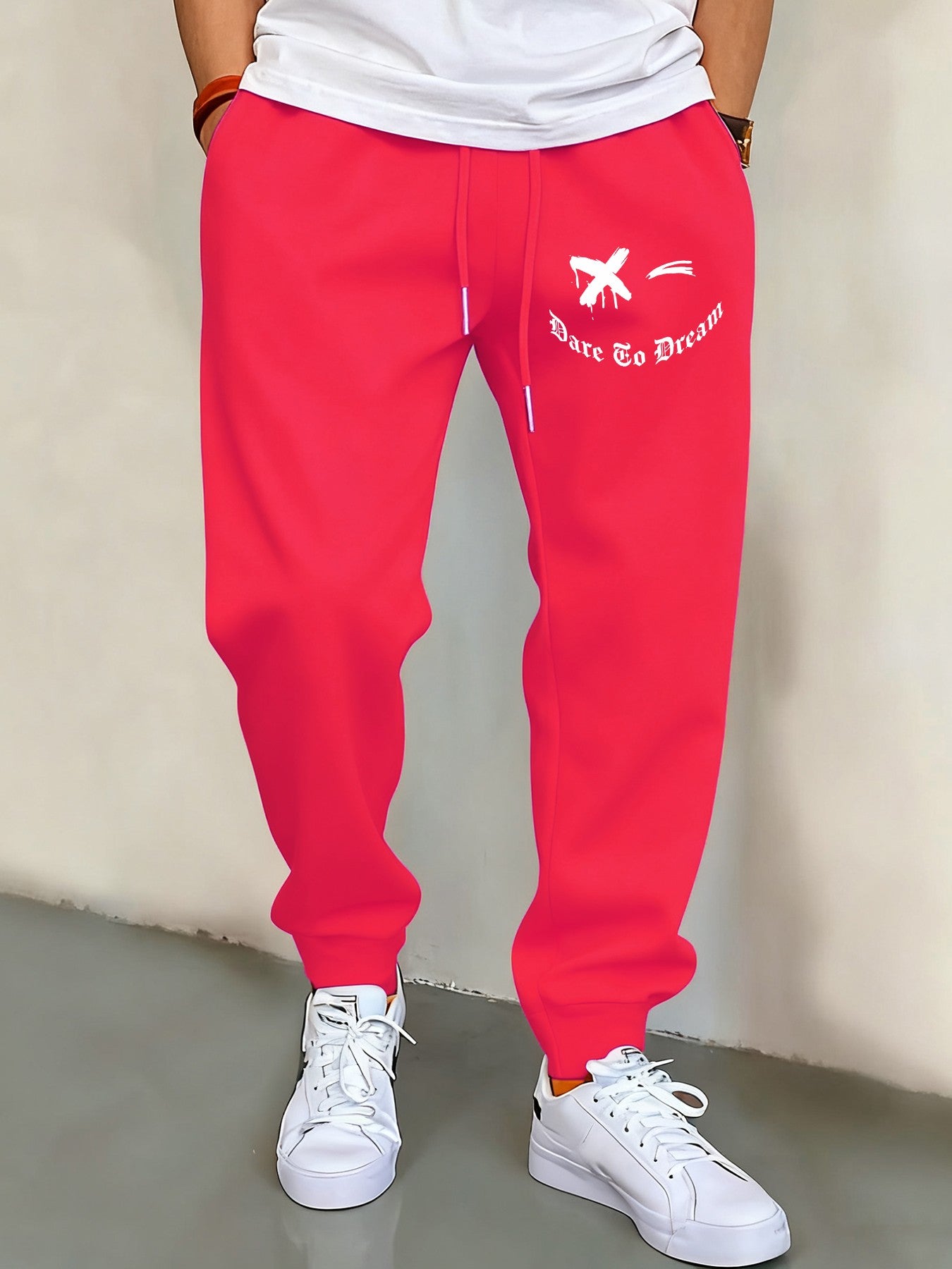 We Will Dare To Dream Design Men'S Elastic Waist Pants Jogger Fleece Drawstring Long Pant Fashion Casual Male Sports Sweatpants