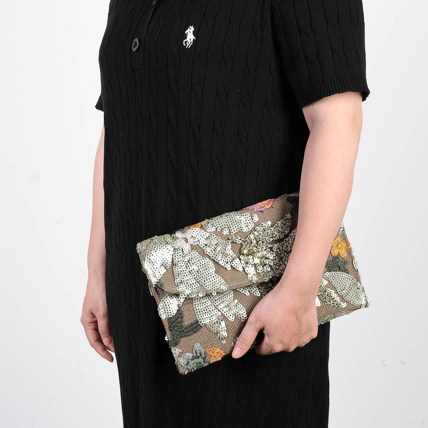 Straw Bag Evening Clutch Sequin Envelope Package Embroidered Handbag for Wedding Vacation Travel