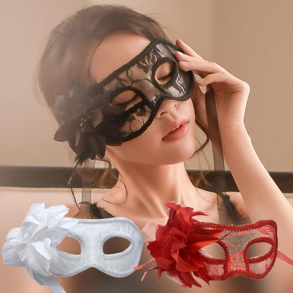 Dance Party Venetian Lace Mask Feather Flower Wedding Carnival Performance Lady Sexy Perspective Face Mask Masquerade Christmas